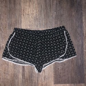 Black and white soft flowy shorts